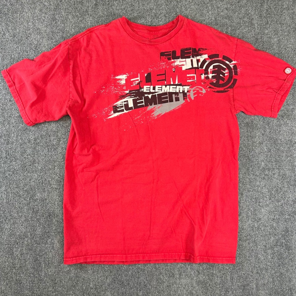 Element Skateboards Graphic T-Shirt Mens Large Red Distressed Logo Skater Tee
